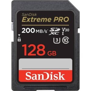 SanDisk 128GB Extreme PRO UHS-I SDXC Memory Card, Max Read Speed 200 MB/s, Max Write Speed 140 MB/s, UHS-I, V30, U3, Class 10, Records FHD, 3D & 4K Video (Copy)