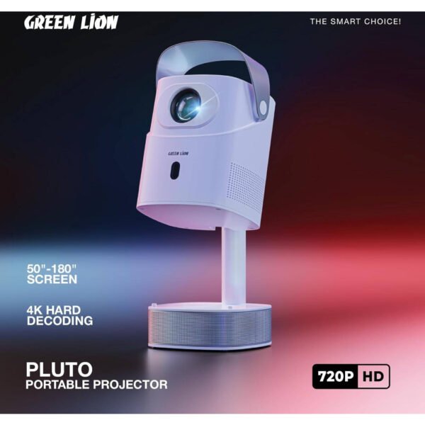 Green Lion Pluto 4K Portable Projector, Remote Control, 50"-180" Screen Size, 1280 720, 90 Rotation, 1GB RAM, 8GB Storage, 250 ANSI Brightness, Amlogic 950S CPU, (HDMI, USB, WiFi6, BT) - Image 2