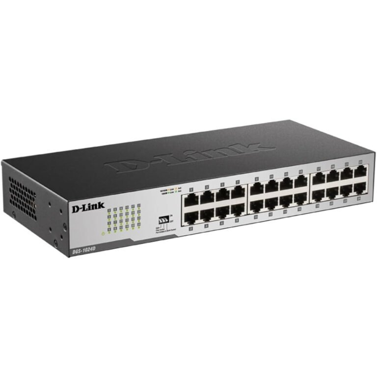D-Link Fast Ethernet Switch, 24 Port Gigabit Unmanaged Fanless Network Hub Desktop or Rack Mountable (DGS-1024D)