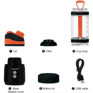 Porodo Lifestyle Nutrimix Portable Blender, 700ml Capacity, USB-C Rechargeable Personal Blender with Dual-Spin Technology, 18000 RPM, Shakes and Smoothies, Tritan JarStainless Steel Blades - Image 4