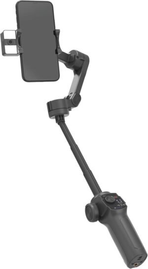 Porodo 3-Axis Gimbal Stabilizer with AI Tracking, Foldable Vlogging, Video EffectsStabilizer - Black - Image 2