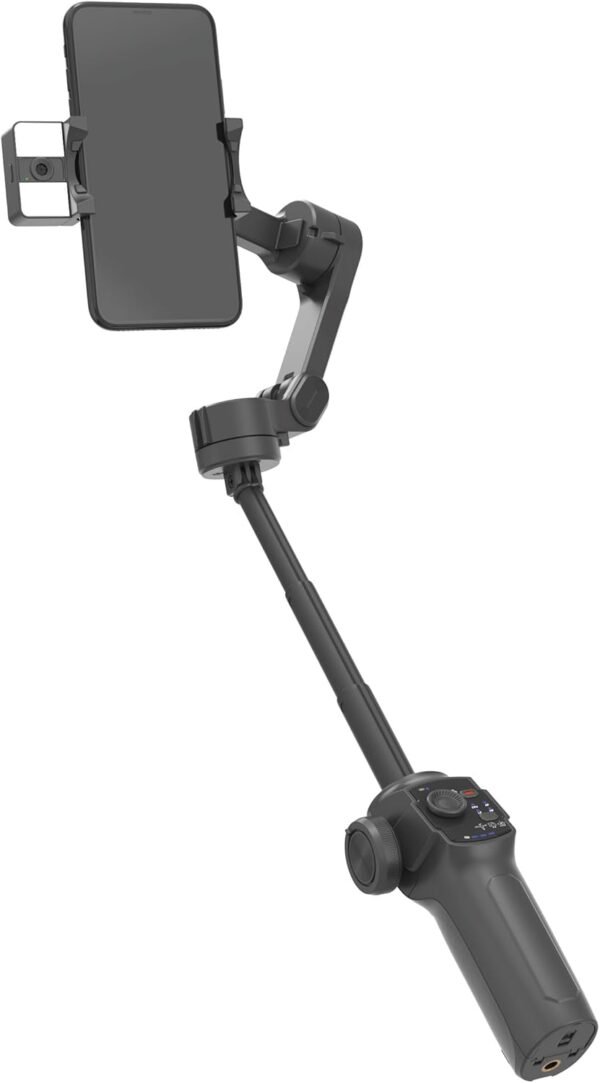 Porodo 3-Axis Gimbal Stabilizer with AI Tracking, Foldable Vlogging, Video EffectsStabilizer - Black - Image 2