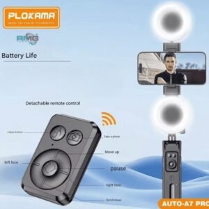 PLOKAMA Auto-A7 Pro AI 360° Rotating Tripod Portable Selfie Stick with Automatic AI Face Tracking - Black - Image 3