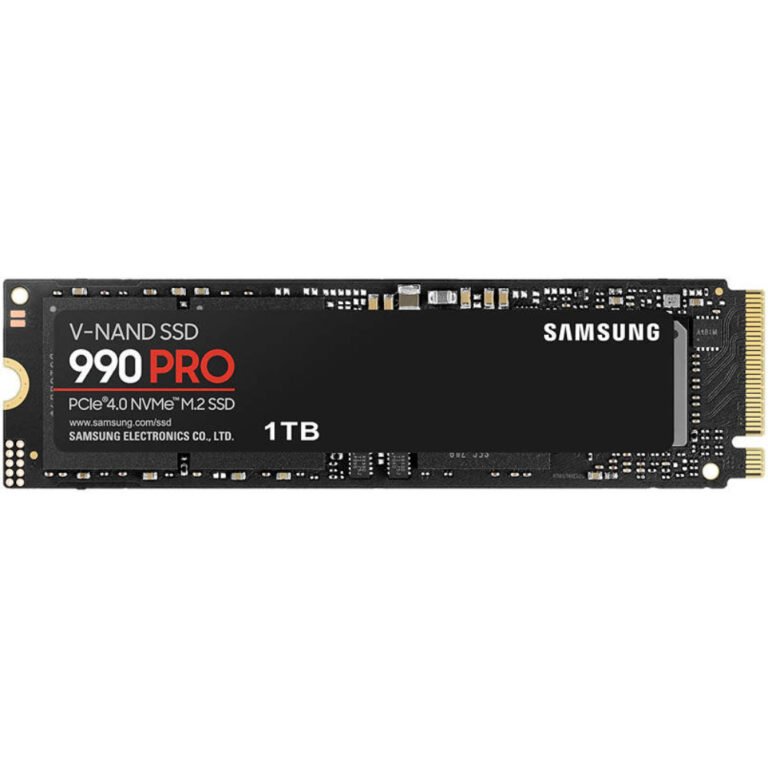 SAMSUNG 990 Pro 1TB NVMe M.2 Internal SSD, PCIe Gen 4.0 x4, NVMe 2.0 Interface, 7450 MB/s Sequential Read Speed, 6900 MB/s Sequential Write Speed, V-NAND 3-bit MLC