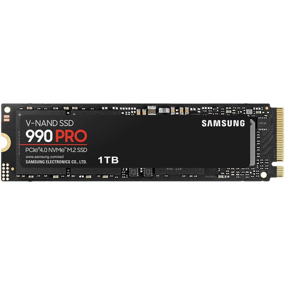 SAMSUNG 990 Pro 1TB NVMe M.2 Internal SSD, PCIe Gen 4.0 x4, NVMe 2.0 Interface, 7450 MB/s Sequential Read Speed, 6900 MB/s Sequential Write Speed, V-NAND 3-bit MLC