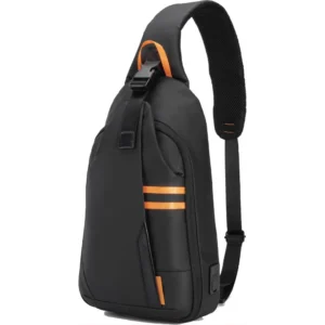 Porodo Gaming Water-Resistant PU Sling Bag With USB-C Port | Black