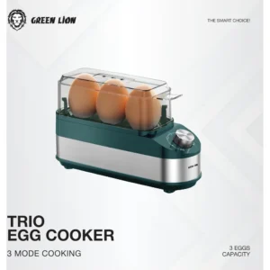 Green Lion Trio Egg Cooker, 3-Egg Capacity, 3 Cooking Modes, Fast 8Min Cooking, Rotatory Knob Timer, Auto Shutoff, Non-Stick Coating, Electric Eggs Cooker,100ml Water Reservoir – Green - Image 7