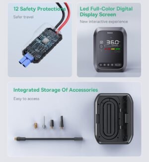 Baseus Primetrip Series Super Energy 4in1 Car Jump Starter 1200A with 150 PSI Tire Inflator, 3000mAh Power Bank & Flashlight | Color Display - Image 4