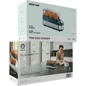 Green Lion Trio Egg Cooker, 3-Egg Capacity, 3 Cooking Modes, Fast 8Min Cooking, Rotatory Knob Timer, Auto Shutoff, Non-Stick Coating, Electric Eggs Cooker,100ml Water Reservoir – Green - Image 5