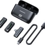 porodo lavalier microphones type-c connector with lightning adapter - Black