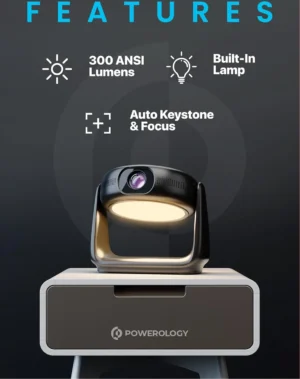 Powerology 300 ANSI Lumens Full HD Portable Projector with Built-in Battery & LCD Light - Image 3