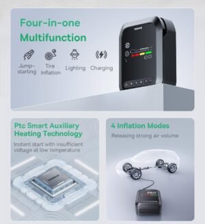 Baseus Primetrip Series Super Energy 4in1 Car Jump Starter 1200A with 150 PSI Tire Inflator, 3000mAh Power Bank & Flashlight | Color Display - Image 3