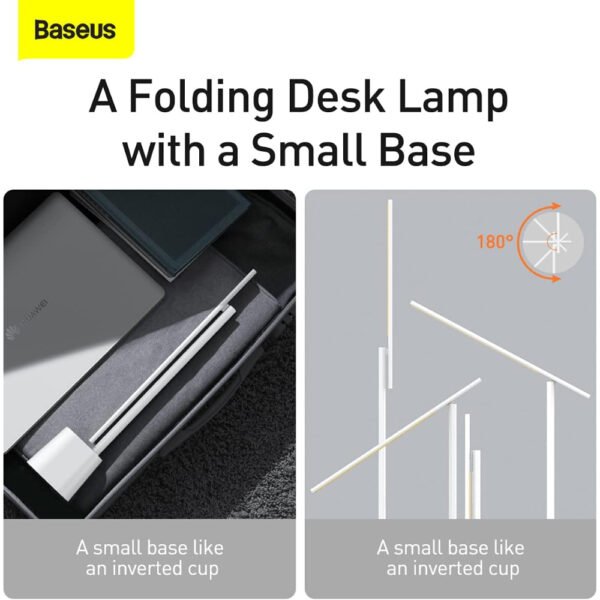 Baseus LED Desk Lamp Auto-Dimming Table Lamp Eye-Caring Smart Lamp Touch Control 47" Wide Illumination 250 Lumens 5W 3 Color Modes for Home Office, Living Room, Bedroom, Painting (White) - Image 4