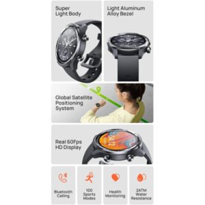 Mibro A3 Smart Watch, 1.39” HD screen, Supports BT calling, SMS, weather, alarms, and more daily reminders, 24/7 updated 4PD heart rate, SpO2, sleep,stress tracking, Dark Grey - Image 5