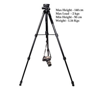 Jmary KP-2234 Professional Aluminium Tripod for All DSLR Cameras (Black) - Image 7