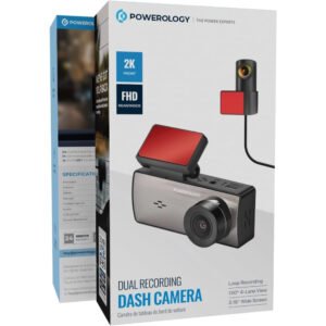 Powerology Dual Recording Dash Camera, Three-Axis Accelerometer, 2560x1440 Front Camera Resolution, -10°C to 70°C Operating Temperature, Parking Monitor, Loop Recording, Built-in MIC - Image 3