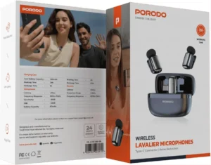 Porodo Wireless Lavalier Type-C Connector Microphones, Noise Reduction, Low Lantency, Plug & Play, 4H Mic Working Time, 33H Case Working Time, 1H Case Recharge Time - Image 7