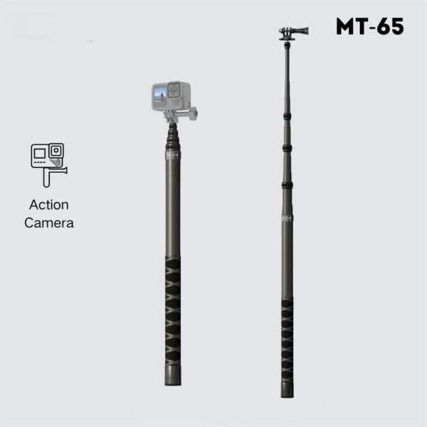 JMARY MT-65 3m Carbon Fiber Selfie Stick Monopod 5 Section Extension Pole for Action Cameras - Image 3