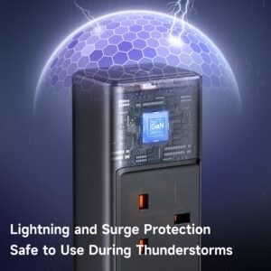 MCDODO CH-0600 UK Plug 6-in-1 30W GaN Surge Protection Power Strip (3 AC+2 USB-C+USB-A) - Black - Image 4