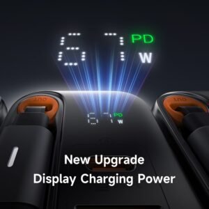 MCDODO CH-410 FreeGo 67W GaN Charger USB-C USB-A Power Adapter with Built-in Retractable Cable, EU Plug - Black - Image 7