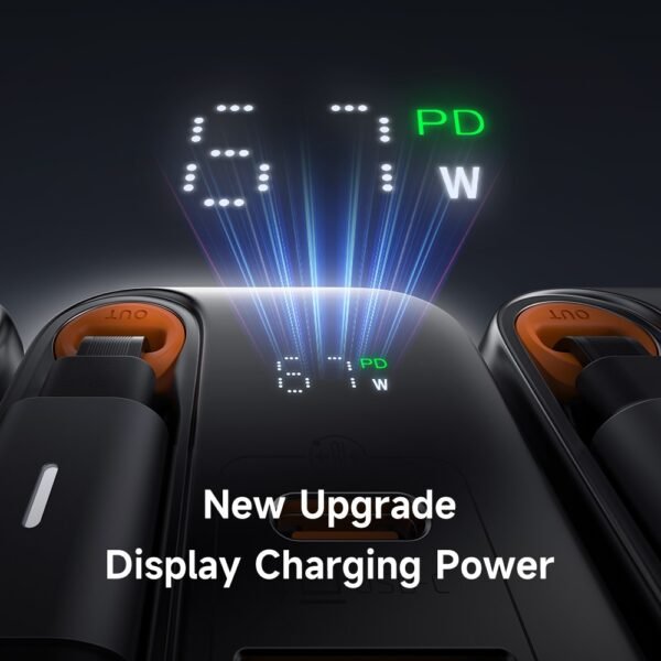 MCDODO CH-410 FreeGo 67W GaN Charger USB-C USB-A Power Adapter with Built-in Retractable Cable, EU Plug - Black - Image 7