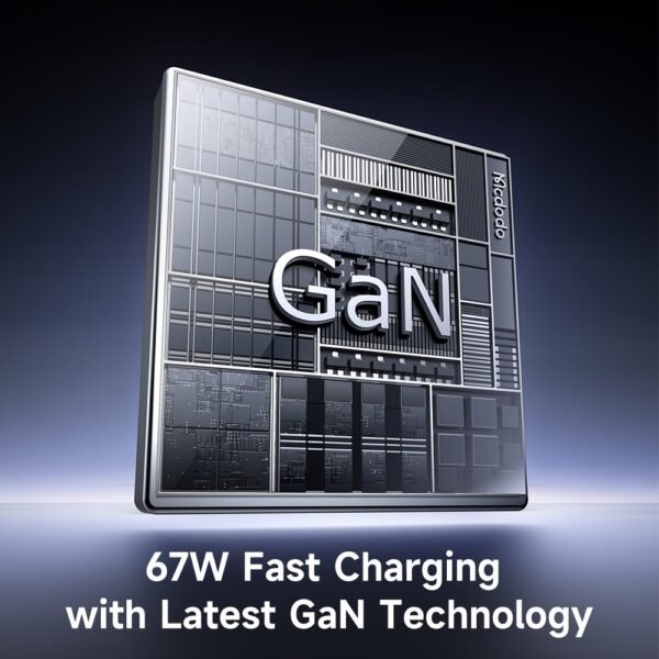 MCDODO CH-410 FreeGo 67W GaN Charger USB-C USB-A Power Adapter with Built-in Retractable Cable, EU Plug - Black - Image 5