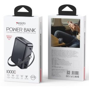 YESIDO YP70 10000mAh Power Bank Portable Charger with 70cm Retractable Type C Cable - Image 7