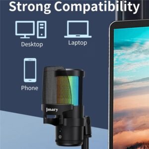 JMARY MC-PW13 Zero Latency Monitor Mic RGB Light Plug and Play Desktop Microphone - Image 6