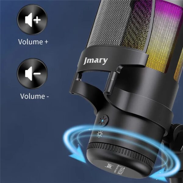 JMARY MC-PW13 Zero Latency Monitor Mic RGB Light Plug and Play Desktop Microphone - Image 2