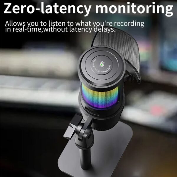 JMARY MC-PW13 Zero Latency Monitor Mic RGB Light Plug and Play Desktop Microphone - Image 4