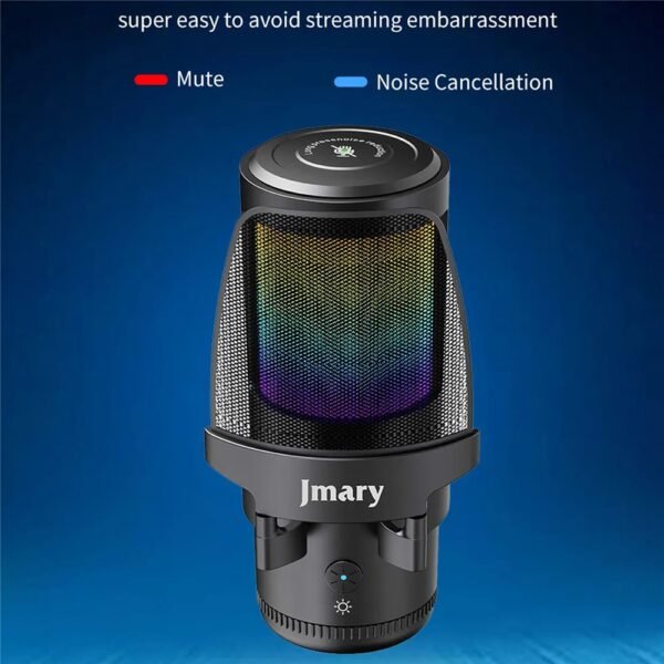JMARY MC-PW13 Zero Latency Monitor Mic RGB Light Plug and Play Desktop Microphone - Image 9