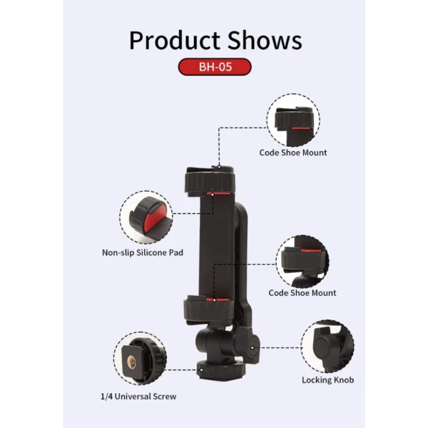 Jmary BH-05 Double Cold Shoe Extension Mobile Holder - Image 7