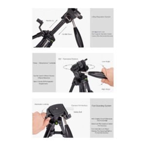 Jmary KP-2234 Professional Aluminium Tripod for All DSLR Cameras (Black) - Image 4
