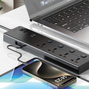 Green Lion Power Socket Gs 800, 3500W Rated Power, Retractable USB Cable, 4 Universal Socket black - Image 3