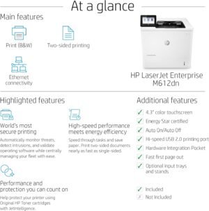 HP LaserJet Enterprise M612dn Monochrome Printer with built-in Ethernet & 2-sided printing - Image 15