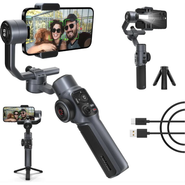 Zhiyun Smooth 5S Combo Professional Gimbal Stabilizer for Smartphone, Handheld 3-Axis Phone Gimbal, Portable Stabilizer Compatible with iPhone and Android - Gray