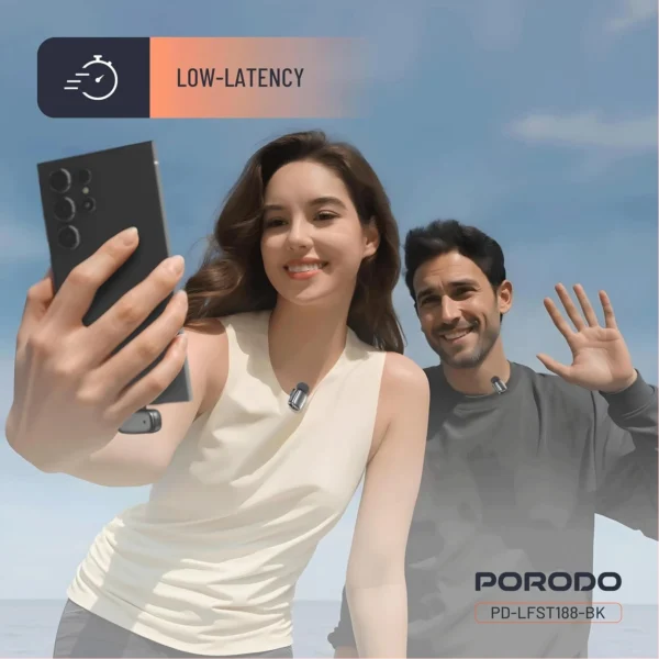 Porodo Wireless Lavalier Type-C Connector Microphones, Noise Reduction, Low Lantency, Plug & Play, 4H Mic Working Time, 33H Case Working Time, 1H Case Recharge Time - Image 4