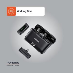 porodo lavalier microphones type-c connector with lightning adapter - Black - Image 2