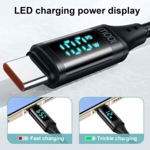 Mcdodo PD 100W USB C Cable, 5A Type C to C Fast Charging Cable, 4Ft LED Display Cable Nylon Braided USB C 480Mbps Data - Image 3