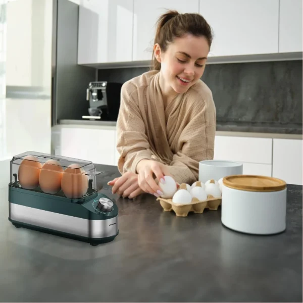Green Lion Trio Egg Cooker, 3-Egg Capacity, 3 Cooking Modes, Fast 8Min Cooking, Rotatory Knob Timer, Auto Shutoff, Non-Stick Coating, Electric Eggs Cooker,100ml Water Reservoir – Green - Image 6