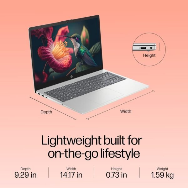 HP 15, 13th Gen Intel Core i5-1334U Laptop (8GB RAM, 512GB SSD), Anti-Glare, 15.6"/39.6cm, FHD, Win 11, MS Office 2021, Silver, 1.59Kg, Intel UHD Graphics, FHD Camera - Image 9