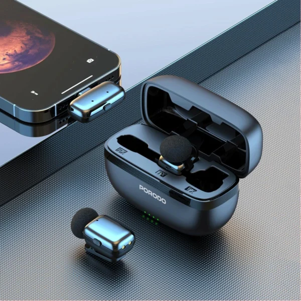Porodo Wireless Lavalier Type-C Connector Microphones, Noise Reduction, Low Lantency, Plug & Play, 4H Mic Working Time, 33H Case Working Time, 1H Case Recharge Time - Image 3