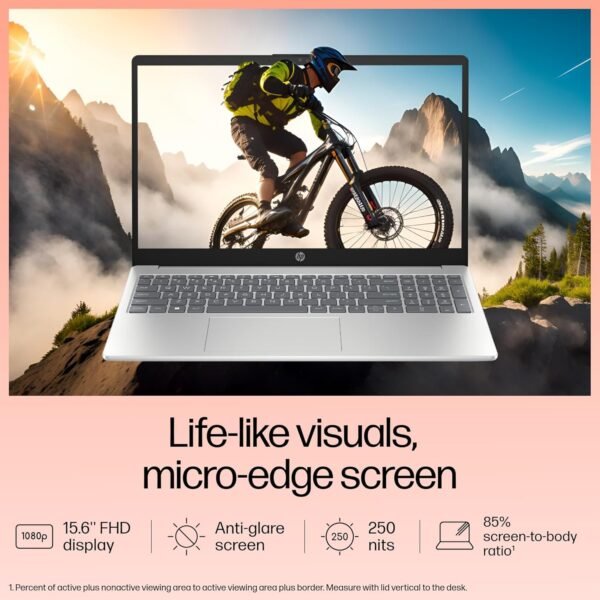HP 15, 13th Gen Intel Core i5-1334U Laptop (8GB RAM, 512GB SSD), Anti-Glare, 15.6"/39.6cm, FHD, Win 11, MS Office 2021, Silver, 1.59Kg, Intel UHD Graphics, FHD Camera - Image 3