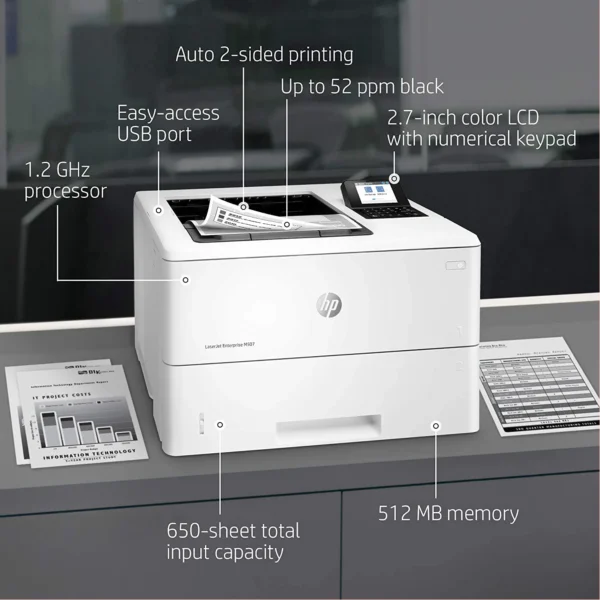 HP LaserJet Enterprise M507dn Monochrome Printer (1PV87A) - 43ppm, 1200x1200 dpi, 512MB RAM, Gigabit Ethernet, Duplex Printing - Image 12