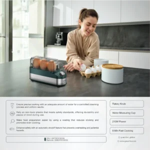 Green Lion Trio Egg Cooker, 3-Egg Capacity, 3 Cooking Modes, Fast 8Min Cooking, Rotatory Knob Timer, Auto Shutoff, Non-Stick Coating, Electric Eggs Cooker,100ml Water Reservoir – Green - Image 4