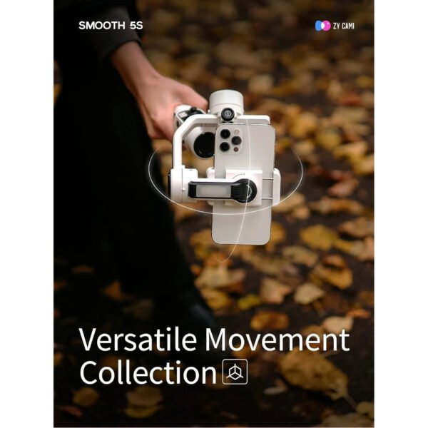 Zhiyun Smooth 5S Combo Professional Gimbal Stabilizer for Smartphone, Handheld 3-Axis Phone Gimbal, Portable Stabilizer Compatible with iPhone and Android - Gray - Image 13