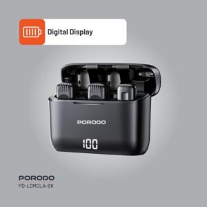 porodo lavalier microphones type-c connector with lightning adapter - Black - Image 4