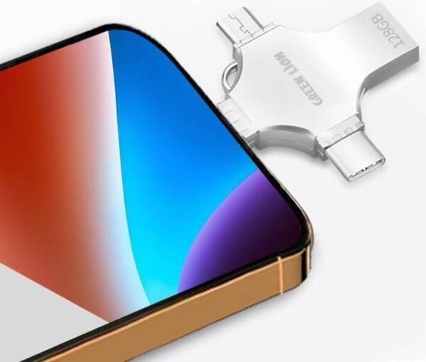 Green Lion 4 in 1 USB Flash Drive 256GB, Multi Ports, Fast Data Transmissions, Large Storage Capacity, Plug & Play - Silver - Image 5