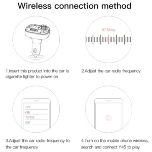 YESIDO Y45 Bluetooth-compatible 5.0 Wireless FM Transmitter PD + QC 3.0 Dual USB Car Charger with Colorful Light - Image 12