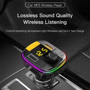 YESIDO Y45 Bluetooth-compatible 5.0 Wireless FM Transmitter PD + QC 3.0 Dual USB Car Charger with Colorful Light - Image 8